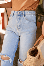 Jeans Coupe Droite Déchiré - Stunstore